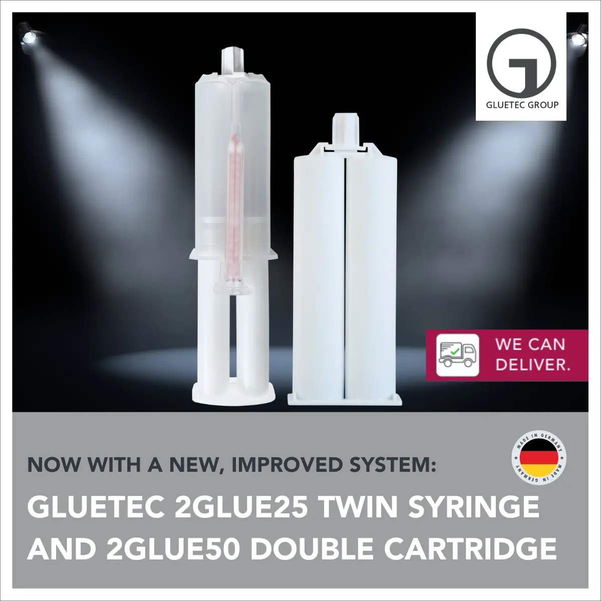 UPGRADE: PODWÓJNA STRZYKAWKA GLUETEC 2GLUE25 I PODWÓJNY KARTUSZ 2GLUE50